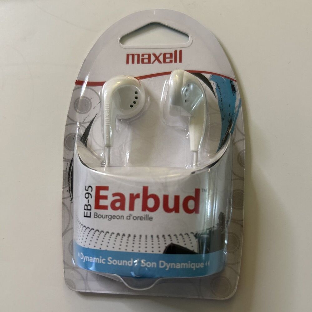 Maxell White Earbuds EB-95 Lightweight Comfort Fit item# 190599, New